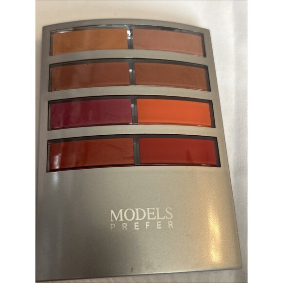 Models Prefer palette w/ 2 Blush 6Eyeshadow 8 cream lipsticks #2 nede-red shades - Picture 2 of 12